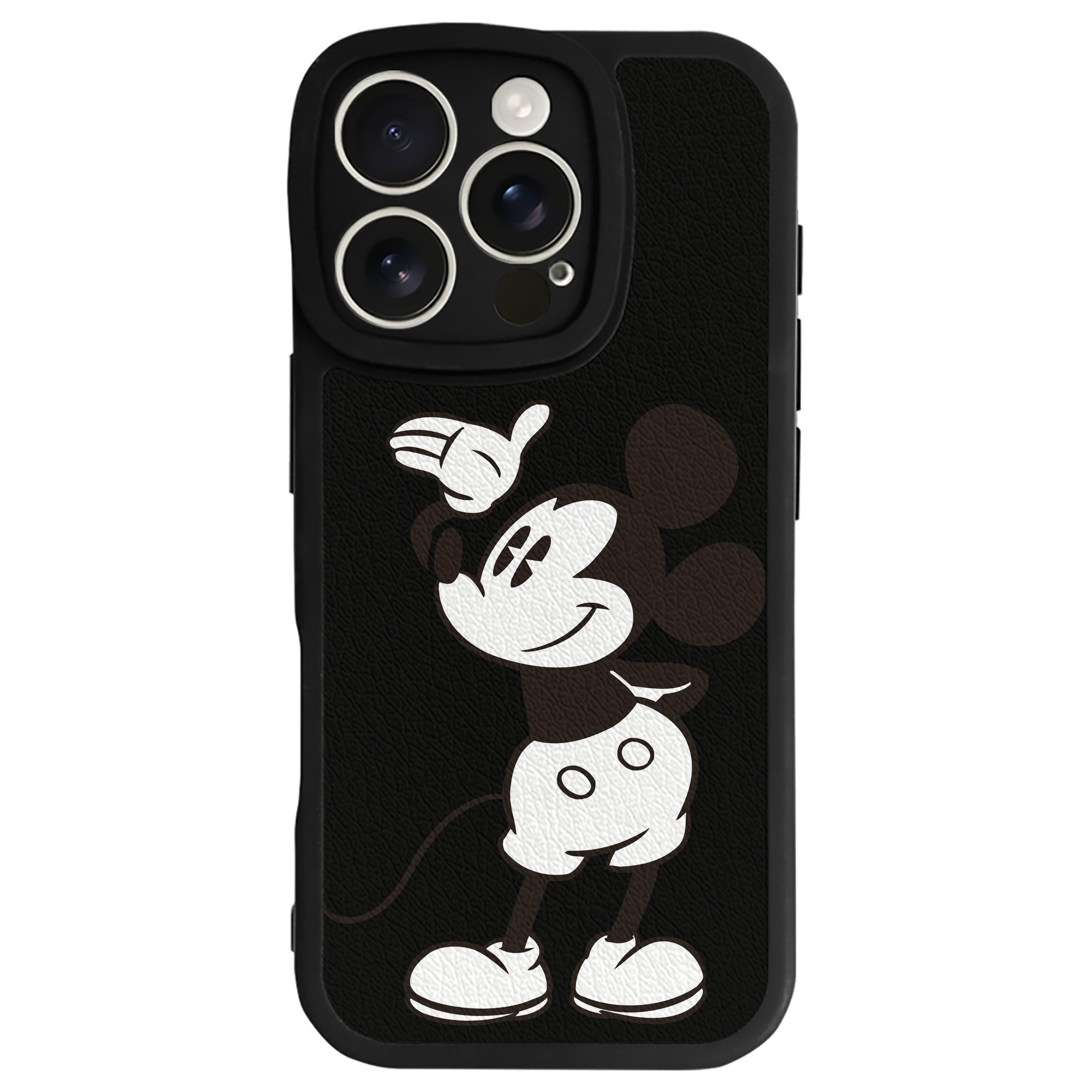 （画像用） ミッキーマウス Mickey Mouse 【iPhone 16シリーズ対応】シリコンスマホケース（レザー調） 材質：シリコン